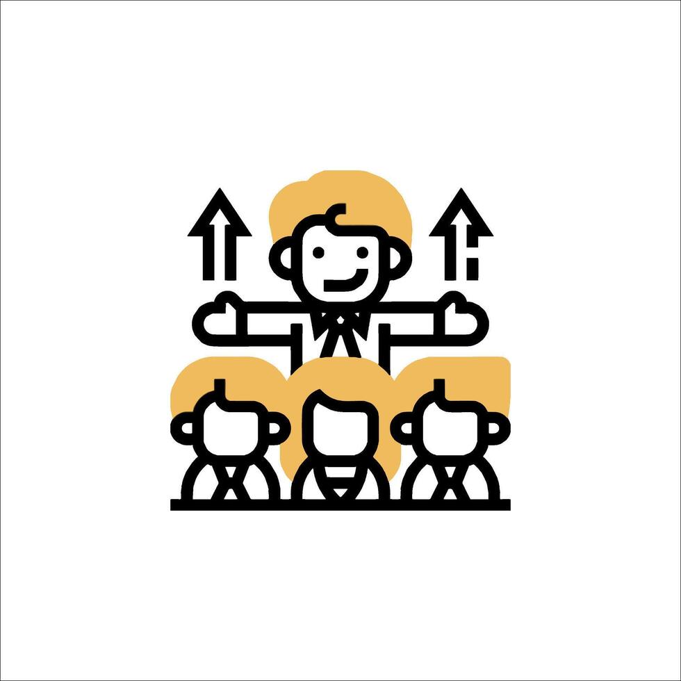 Businessman with arrows and people in the background vector