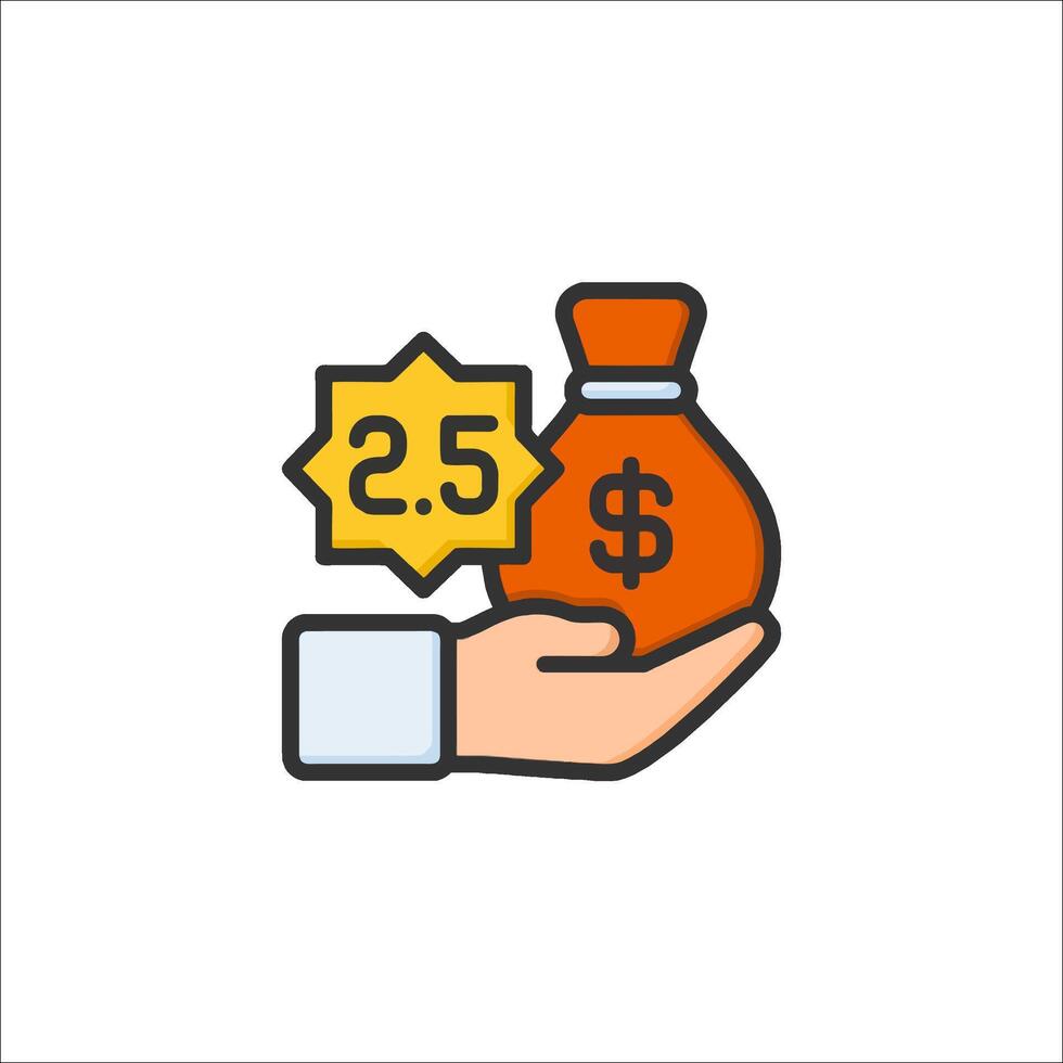 Hand holding money bag icon with dollar sign vector