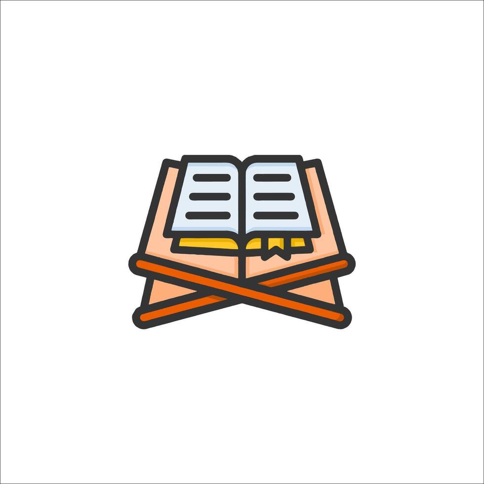 An open book icon with a cross on top vector
