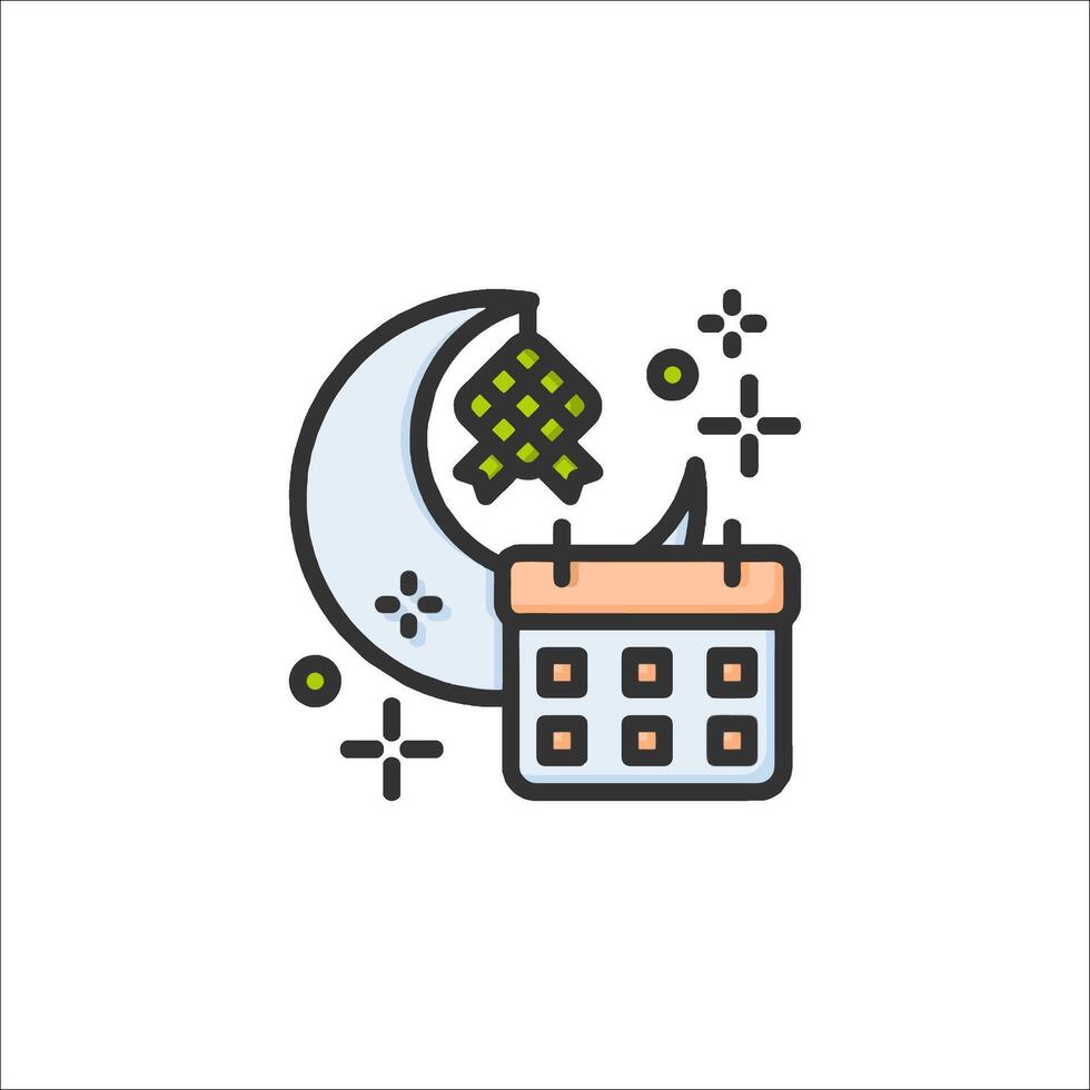 A calendar with a moon and stars on it vector