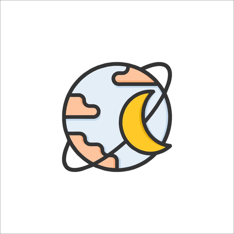 Planet earth with moon icon vector