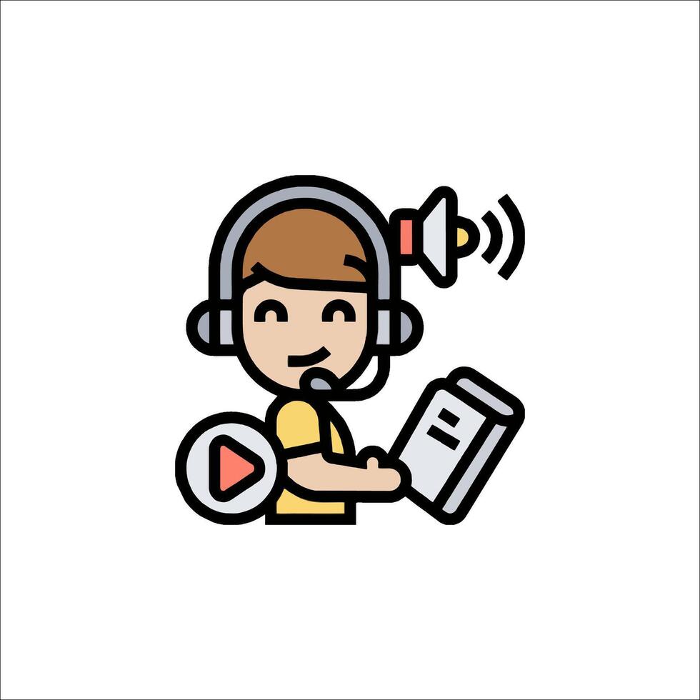A cartoon character with headphones and a microphone vector