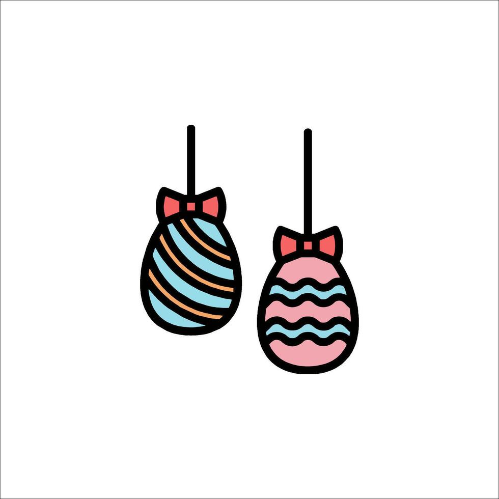 Two easter eggs hanging on a string vector