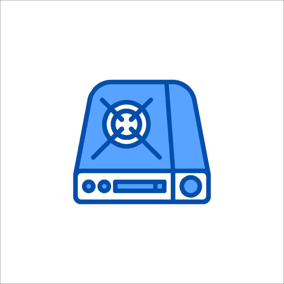 A blue icon of a computer with a cross on it vector