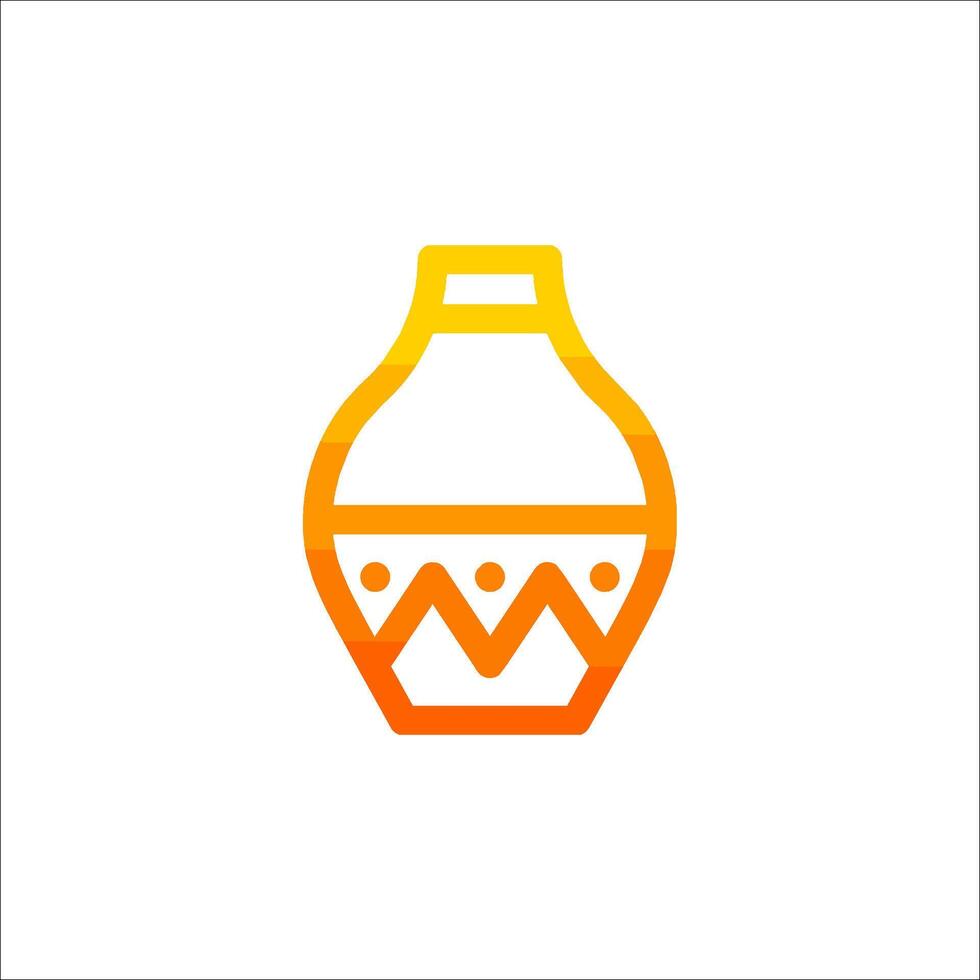 An orange and yellow vase icon vector