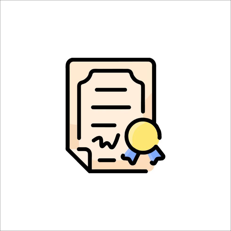 A document with a certificate and a seal vector