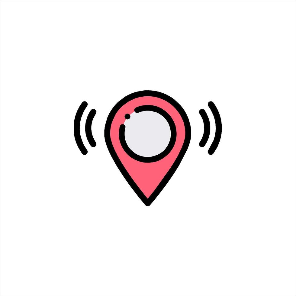 A location marker icon with a microphone vector