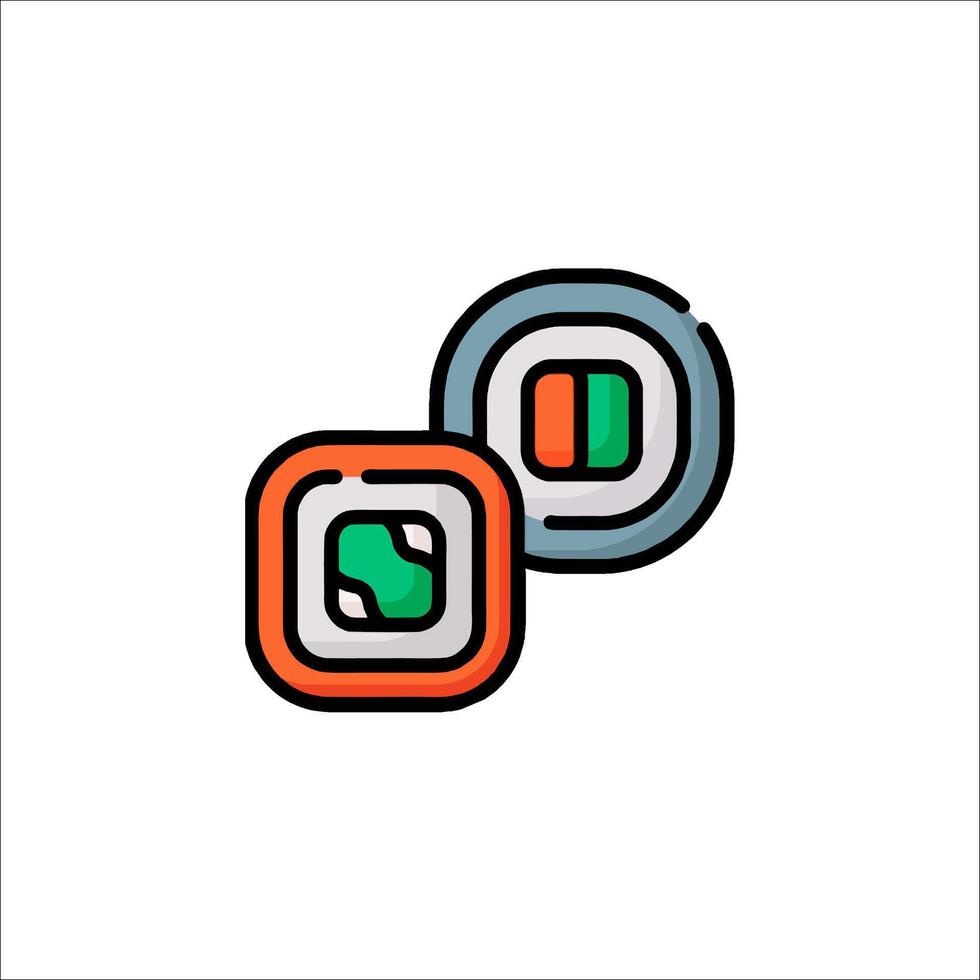 Two colorful squares with a green and orange color vector
