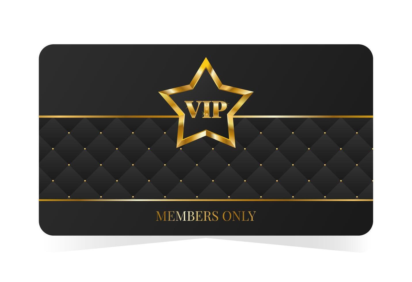 Luxury VIP card with golden star template, members only. Black leather background. illustration vector