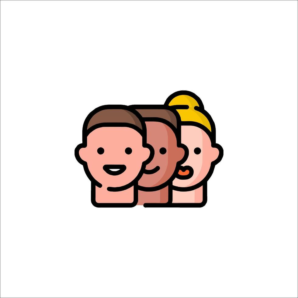 A cartoon of three people with one person looking up vector