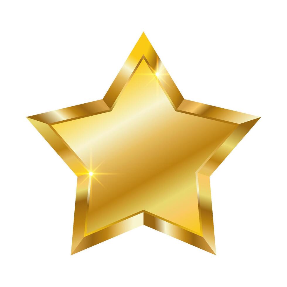 Gold five pointed star. illustration isolated on white background vector