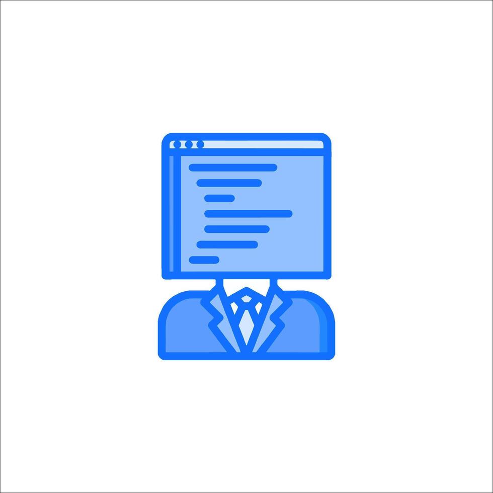 A man in a suit and tie is shown with a computer screen vector