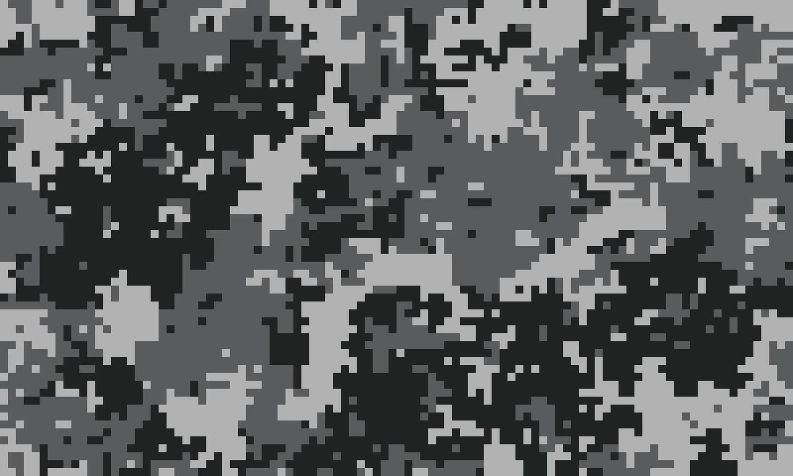 Abstract grayscale digital camouflage pattern. Ideal for backgrounds, textures, or militarythemed designs. Its pixelated style offers a modern, versatile aesthetic. vector
