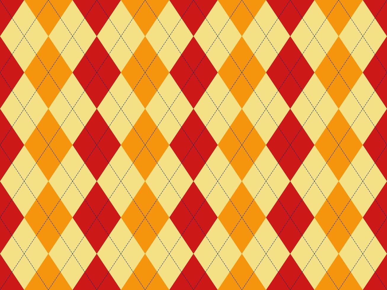 Vibrant argyle pattern in red, orange, and cream. A classic design perfect for backgrounds, textiles, and fashion projects. This timeless geometric print offers a sophisticated and energetic feel. vector