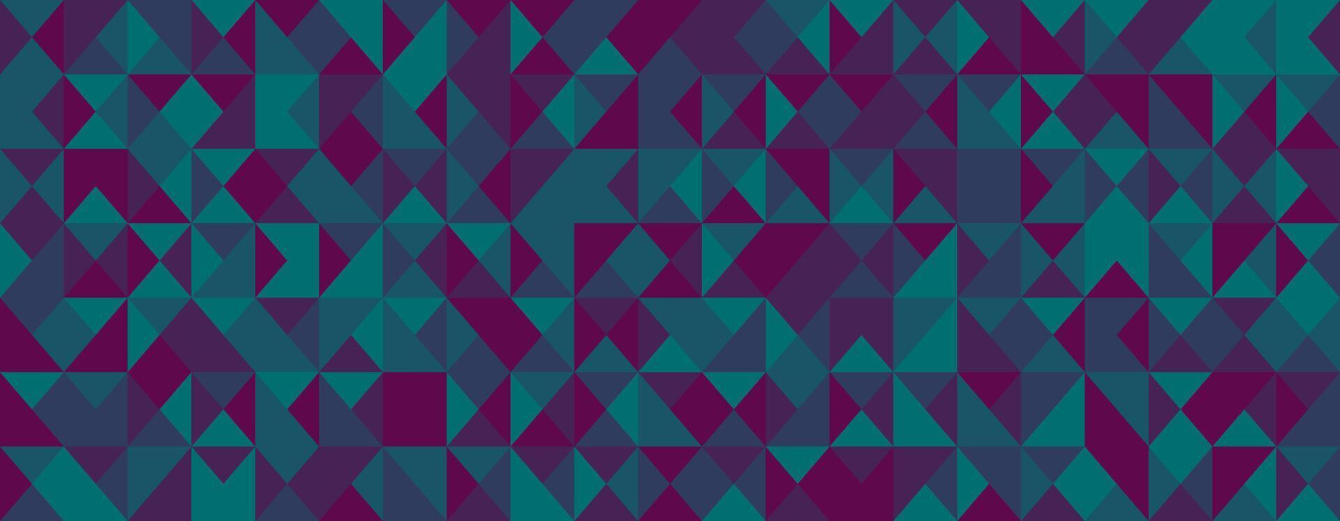 Abstract geometric background featuring a dynamic interplay of teal and burgundy triangles. Ideal for modern design projects, website banners, or textured patterns. vector