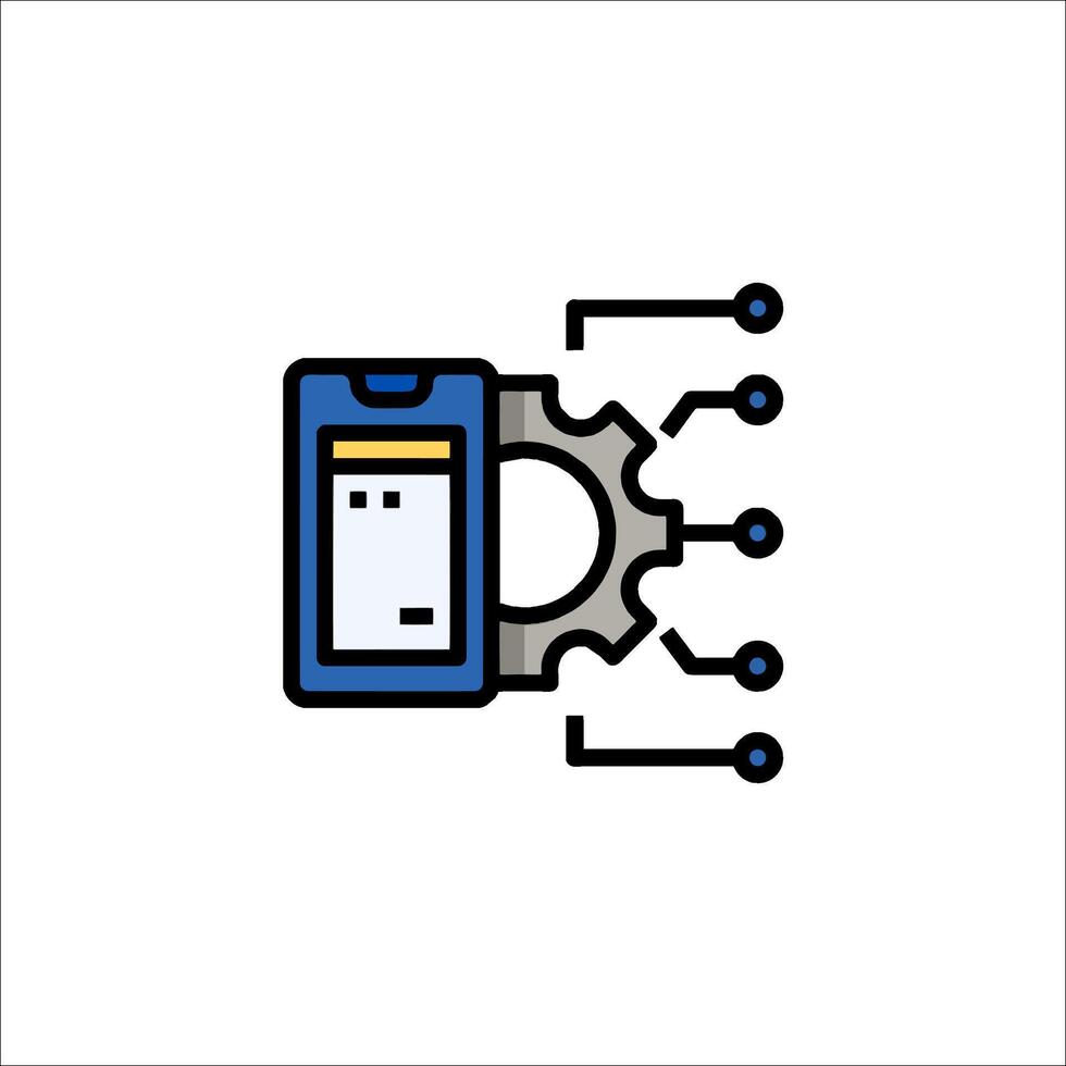 A mobile phone with gears and gears on it vector