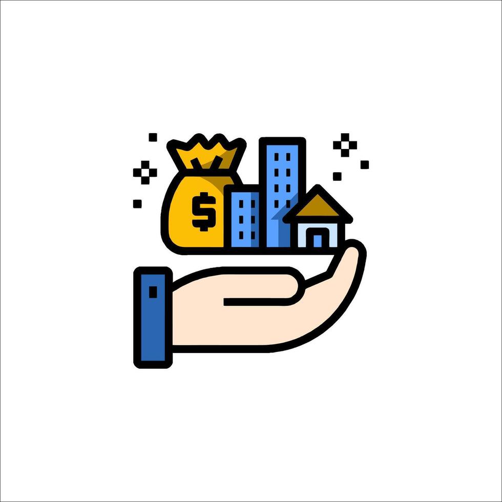 A hand holding a house and a dollar sign vector