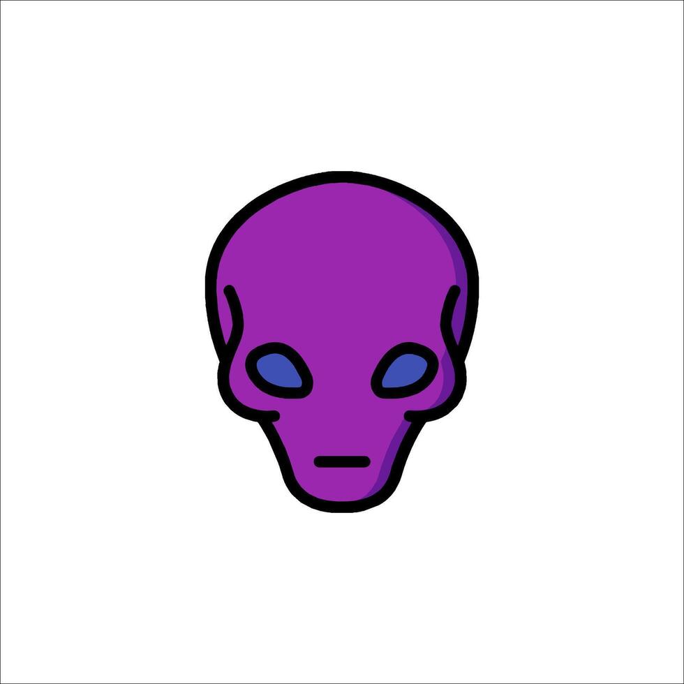 Alien head icon in purple color on white background vector