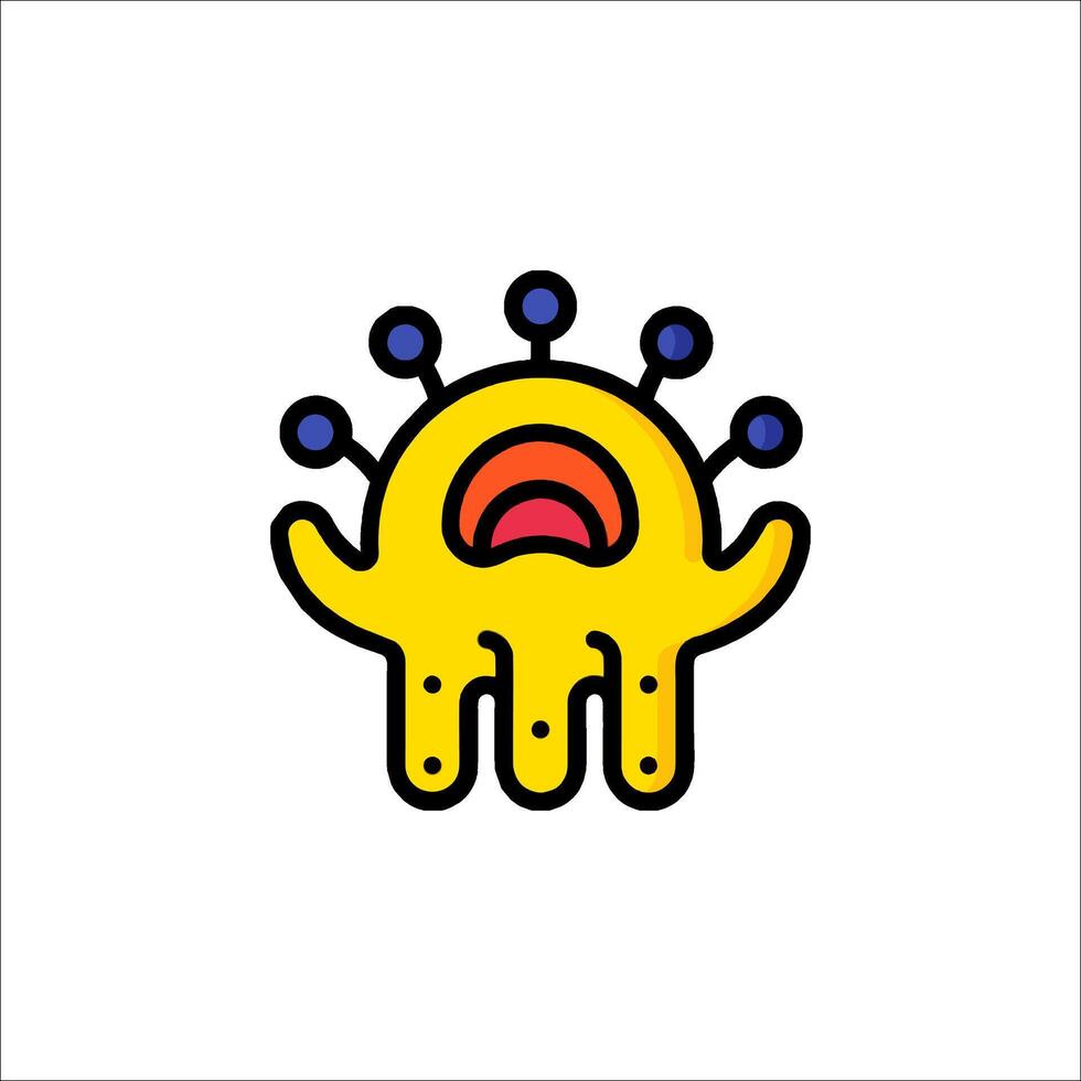 A cartoon monster with a face and hands vector