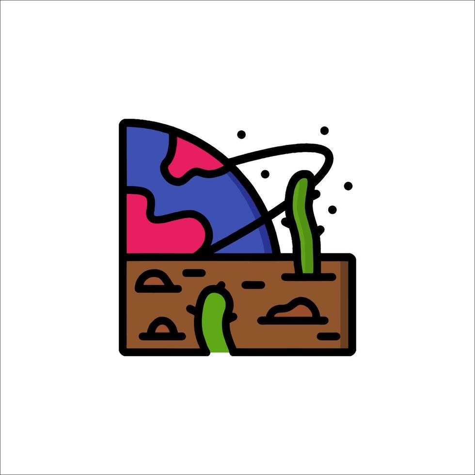 Planet earth in a box with a cactus plant vector