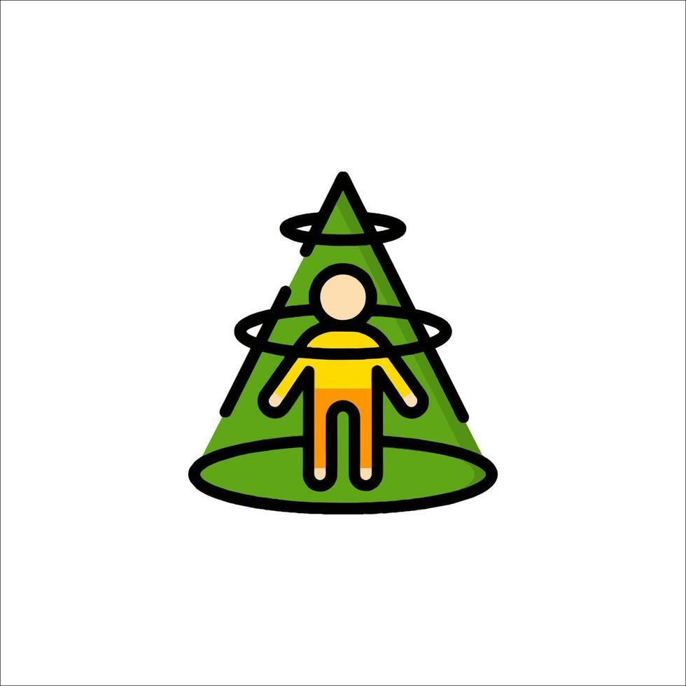 A man standing in front of a tree with a circle around him vector