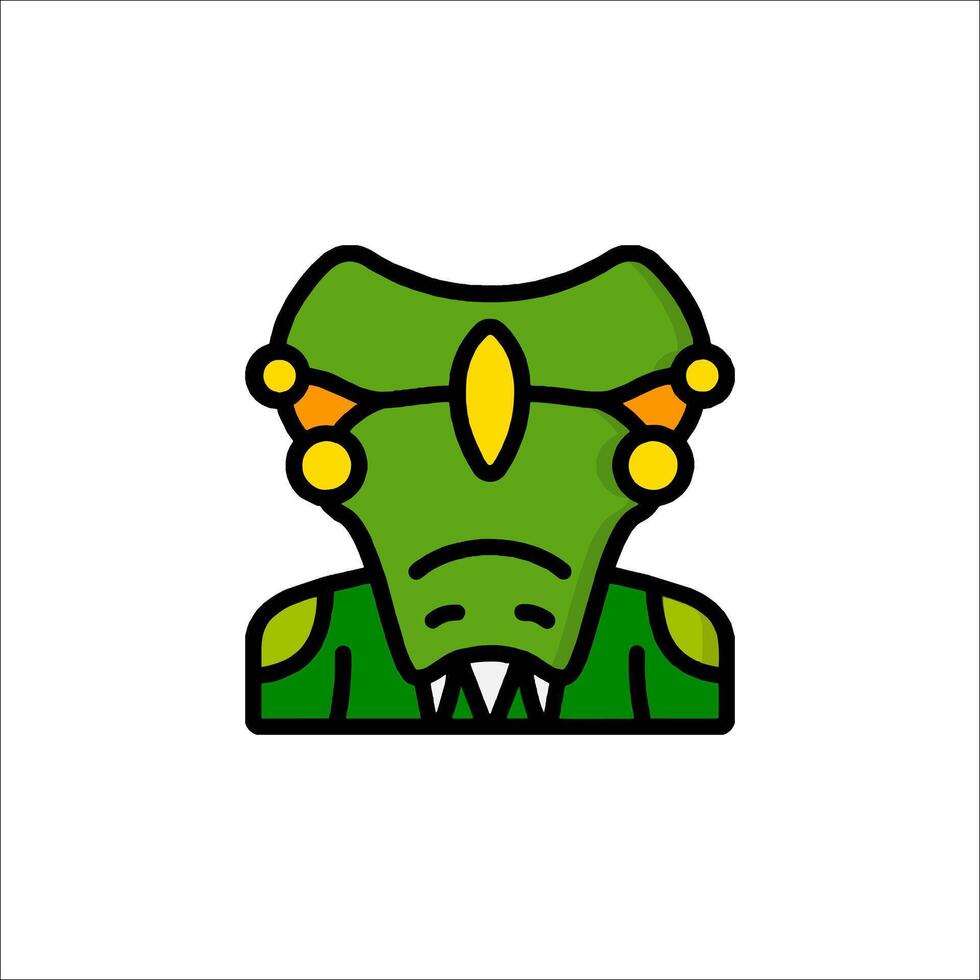 A green alien head with a yellow face vector