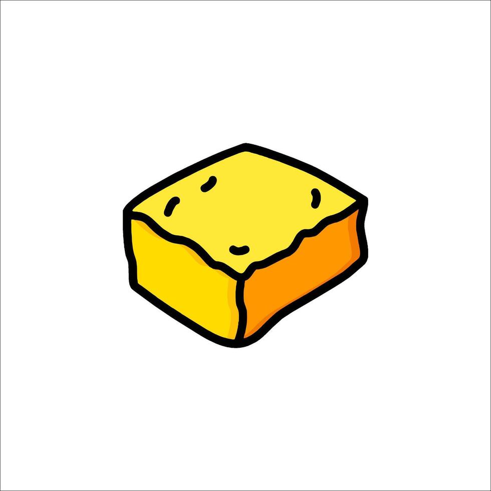 A piece of bread with a yellow and orange color vector