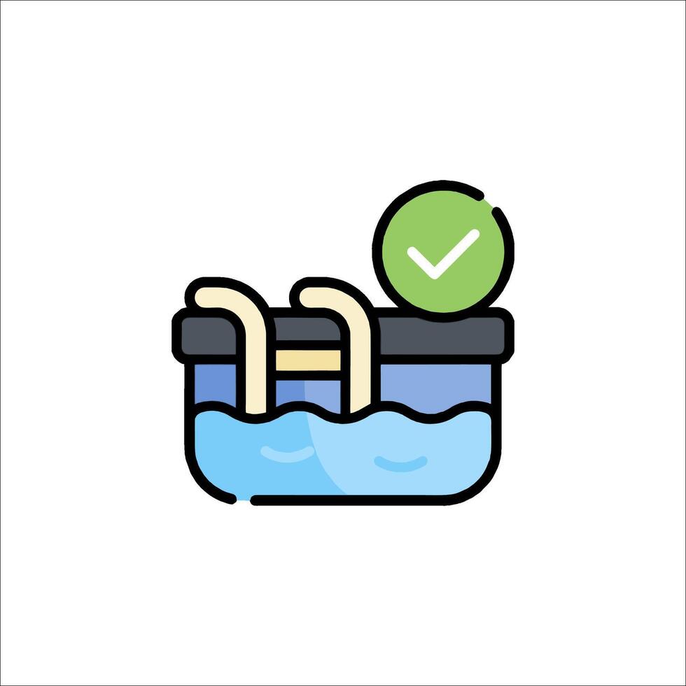 A swimming pool with a green tick vector
