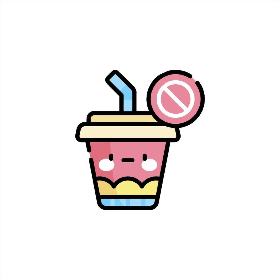 A cup of milk with a straw and a no sticker vector