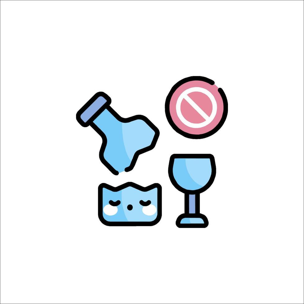 A cartoon icon of a glass and a bottle vector