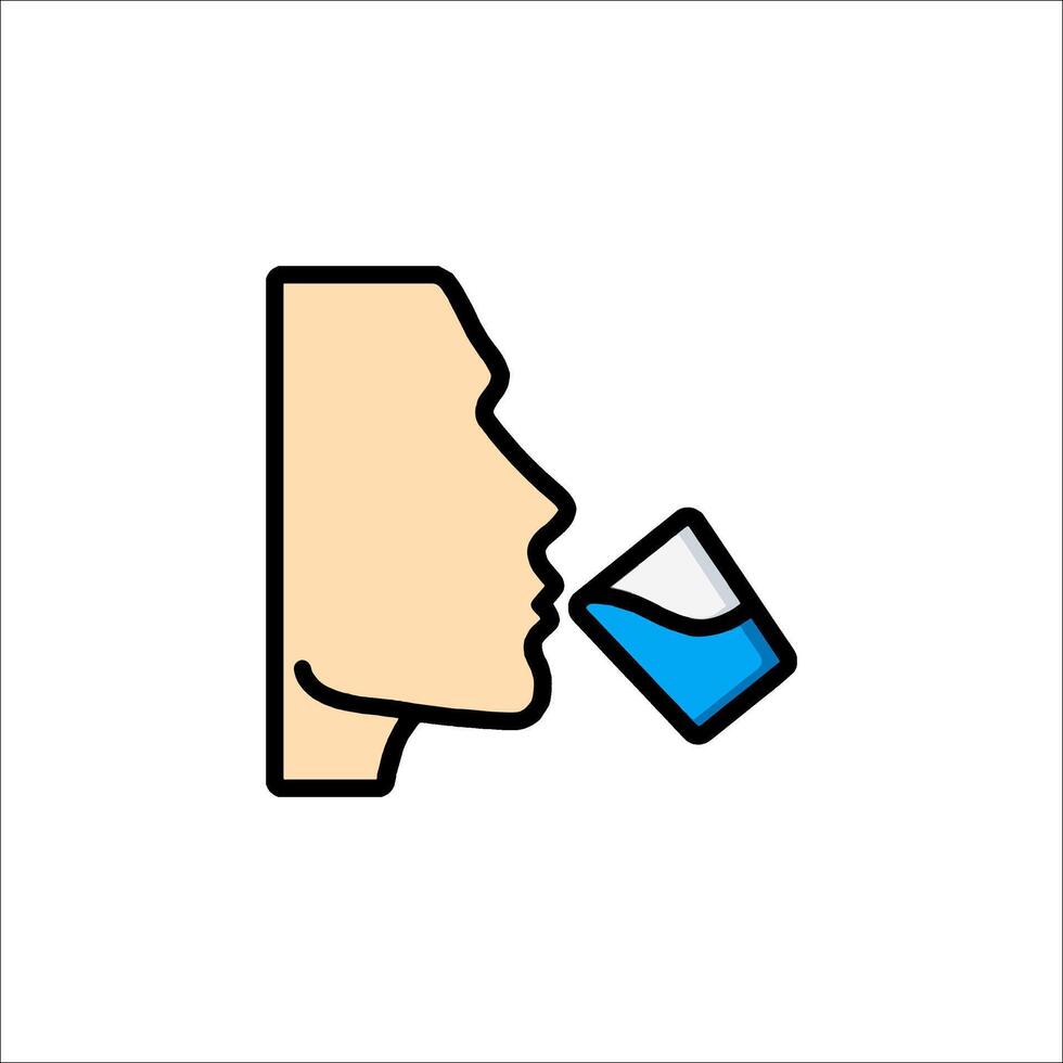 A man drinking water from a glass icon vector