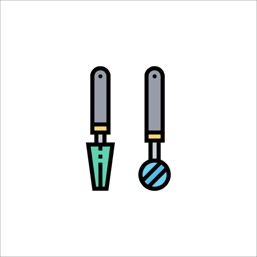 Two tools with a blue and green handle on a white background vector