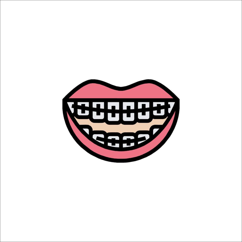 A cartoon mouth with braces on it vector