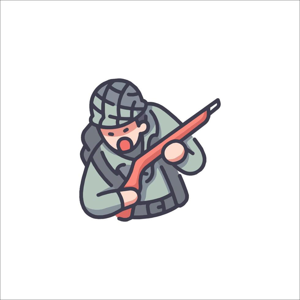 A cartoon soldier with a rifle vector