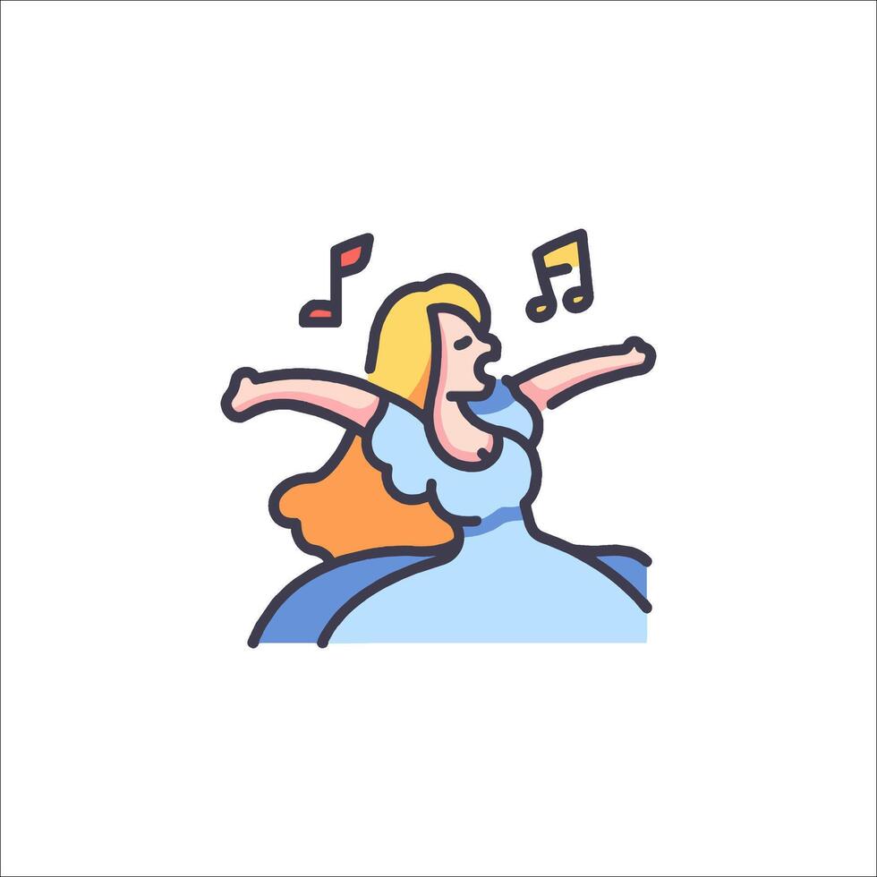 A cartoon girl with music notes on her head vector
