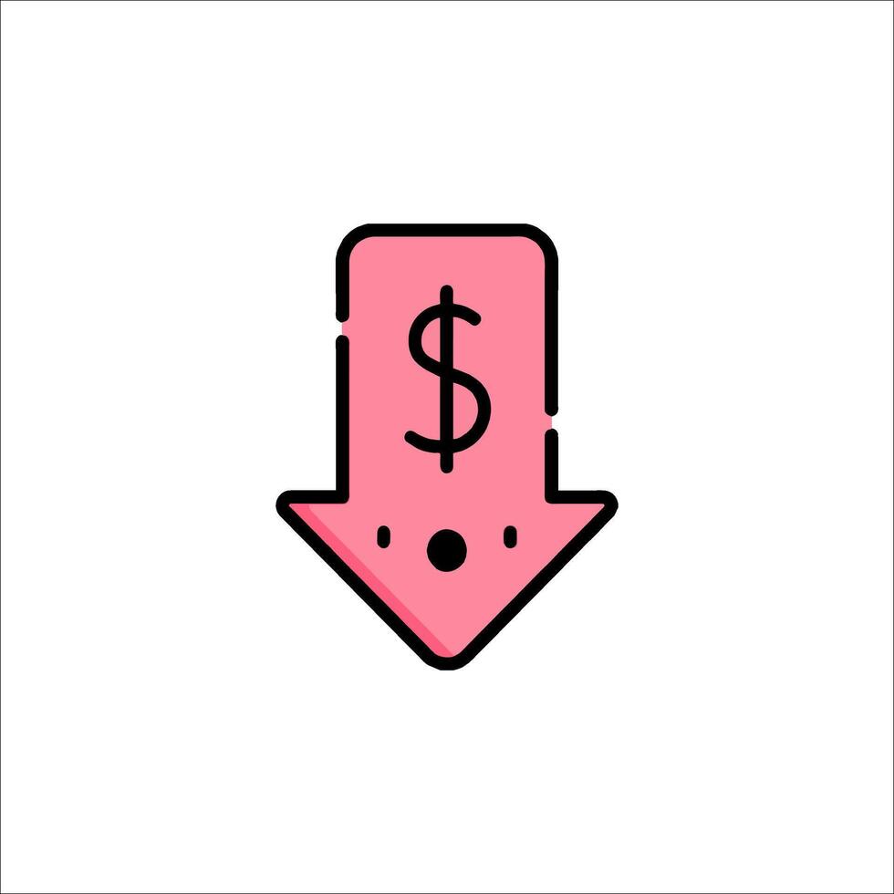 A pink arrow with a dollar sign on it vector