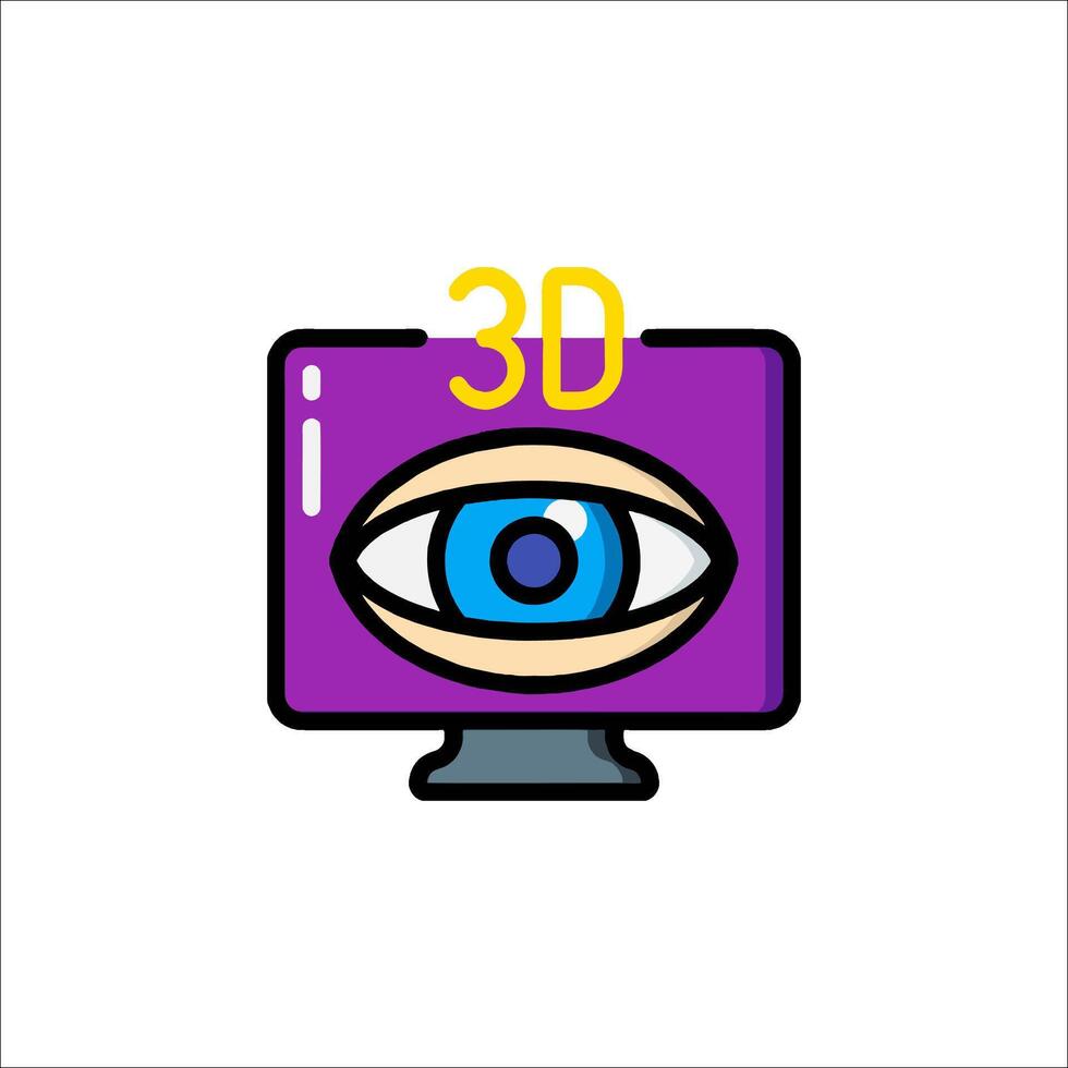 3d eye icon on a monitor vector