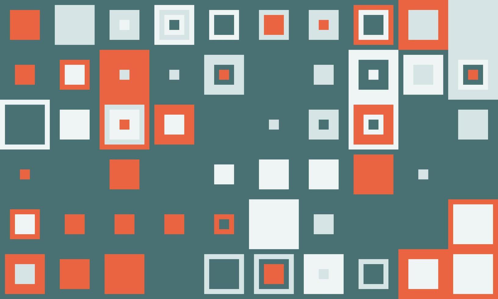 Abstract geometric pattern with orange and white squares on a teal background. Perfect for modern design projects, presentations, or website backgrounds. Represents connection, data, or technology. vector