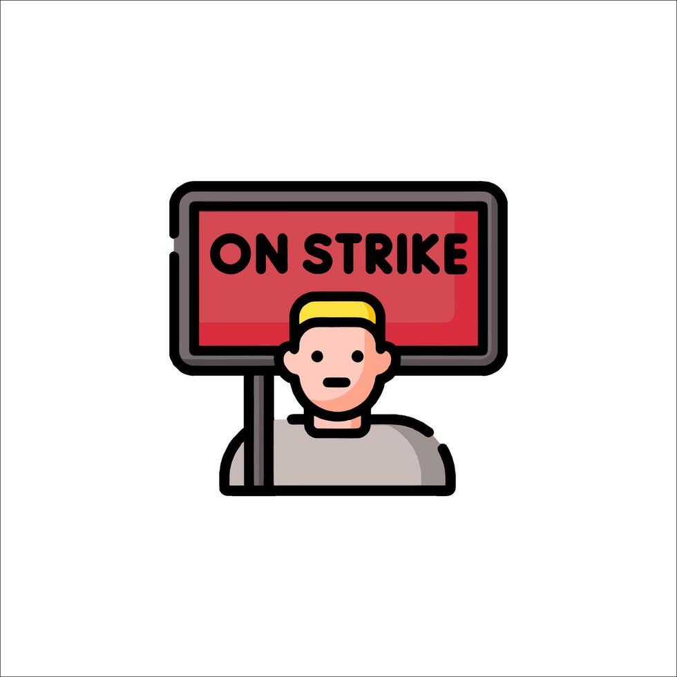 A man holding a sign that says on strike vector