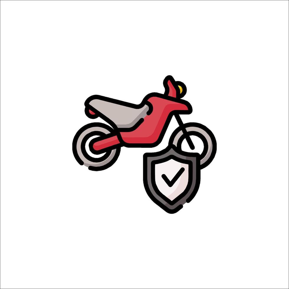 Motorcycle and shield icon vector