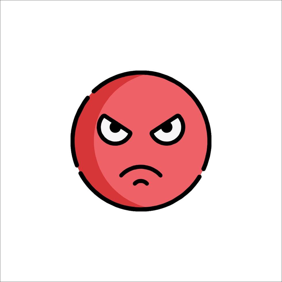 Angry red emoticant icon illustration vector