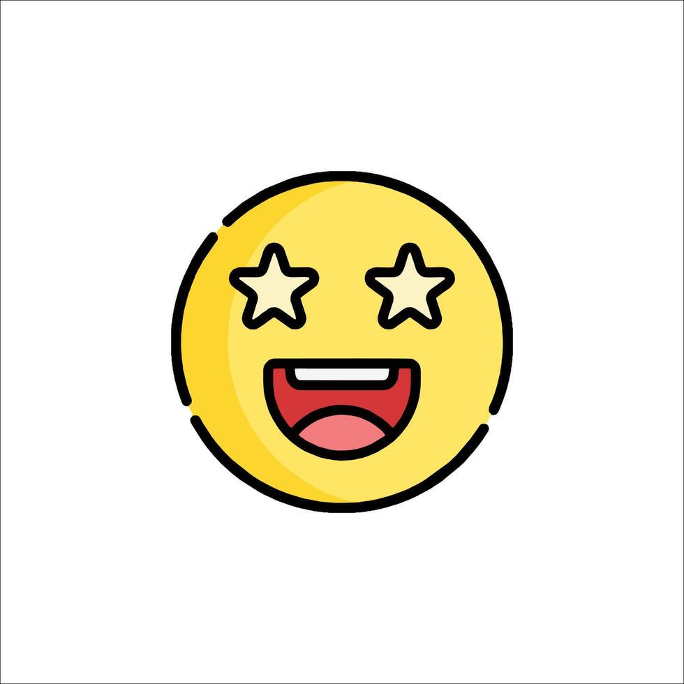 A yellow emoticion with a star on it vector