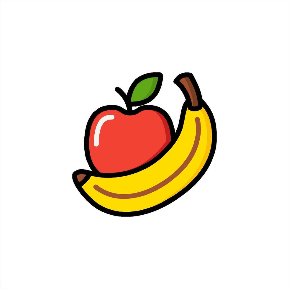 Apple and banana icon illustration vector