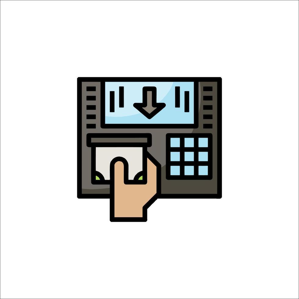 Hand holding a credit card machine icon on white background vector