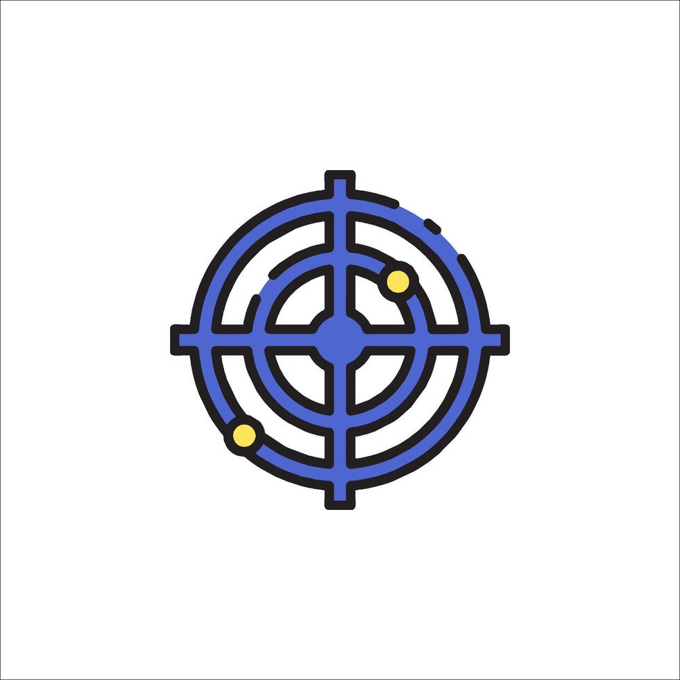 A blue and yellow target icon vector