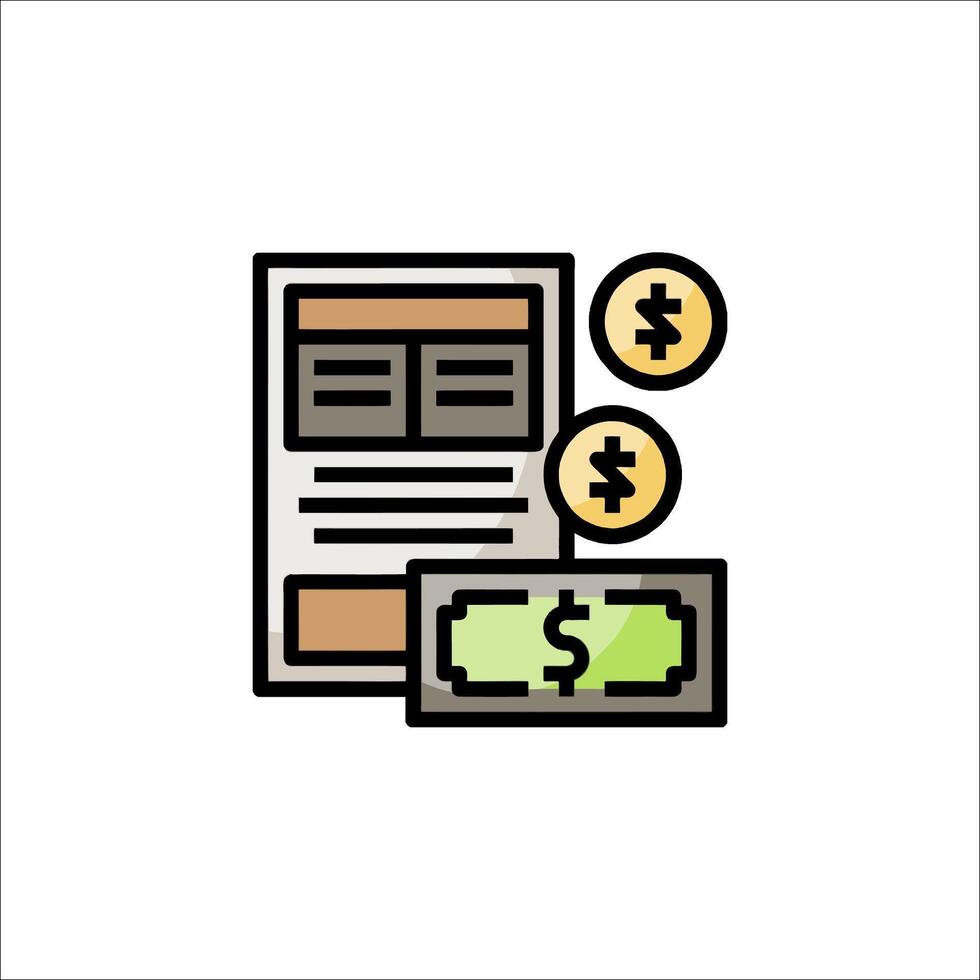 Money and paper icon with a dollar sign vector