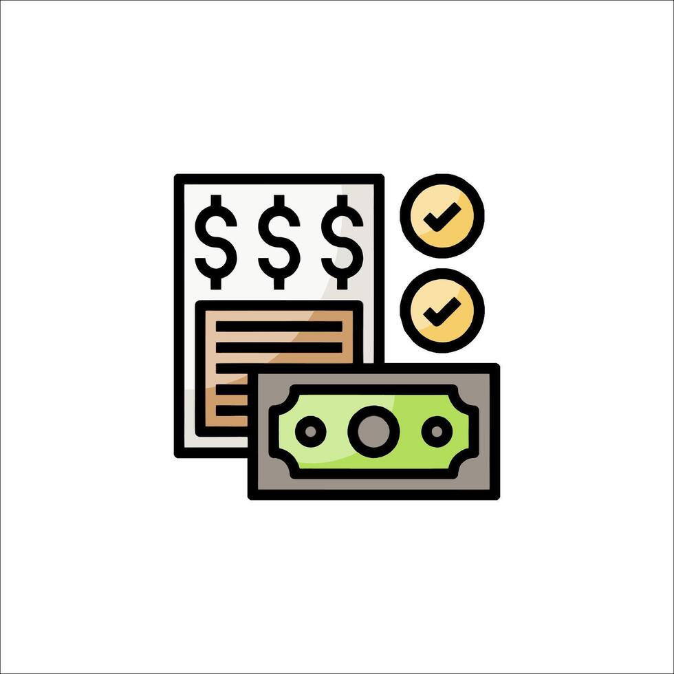 Money and paper icon with dollar sign vector