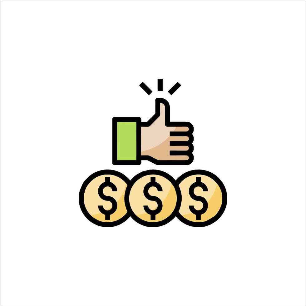 A hand giving a thumbs up to a pile of money vector
