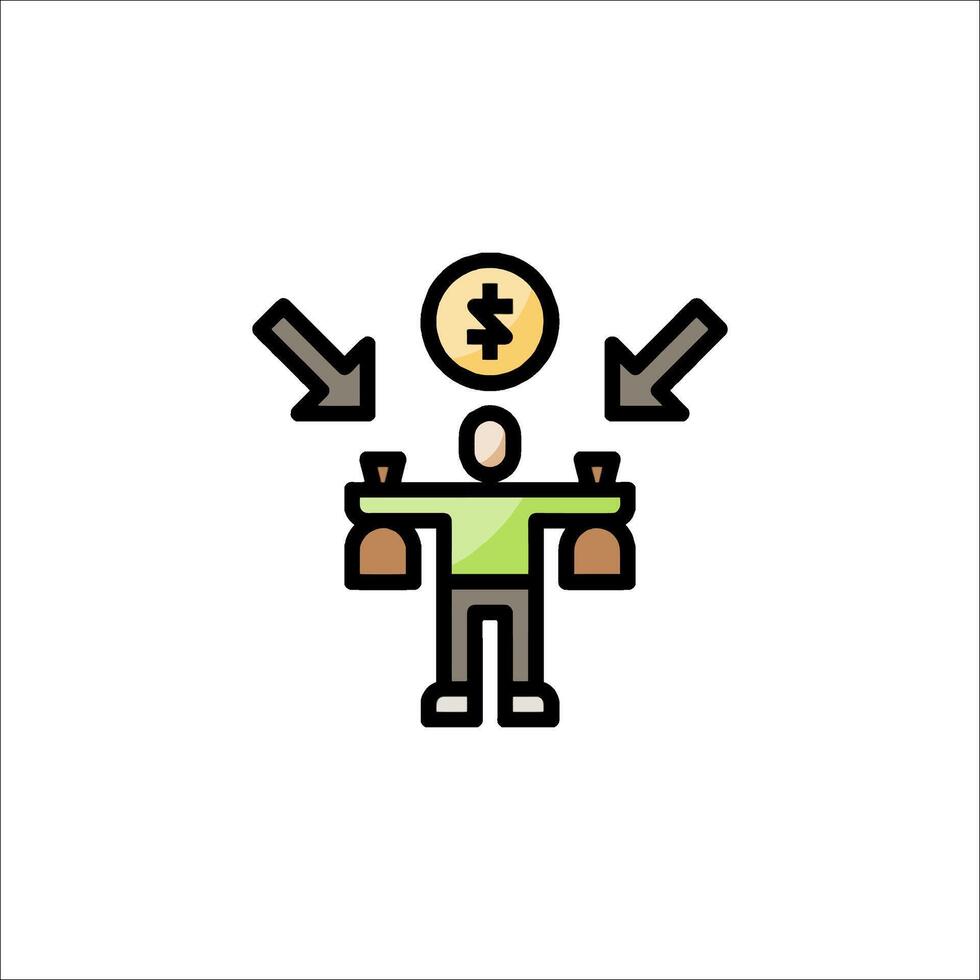 A man holding money bags and a dollar sign vector