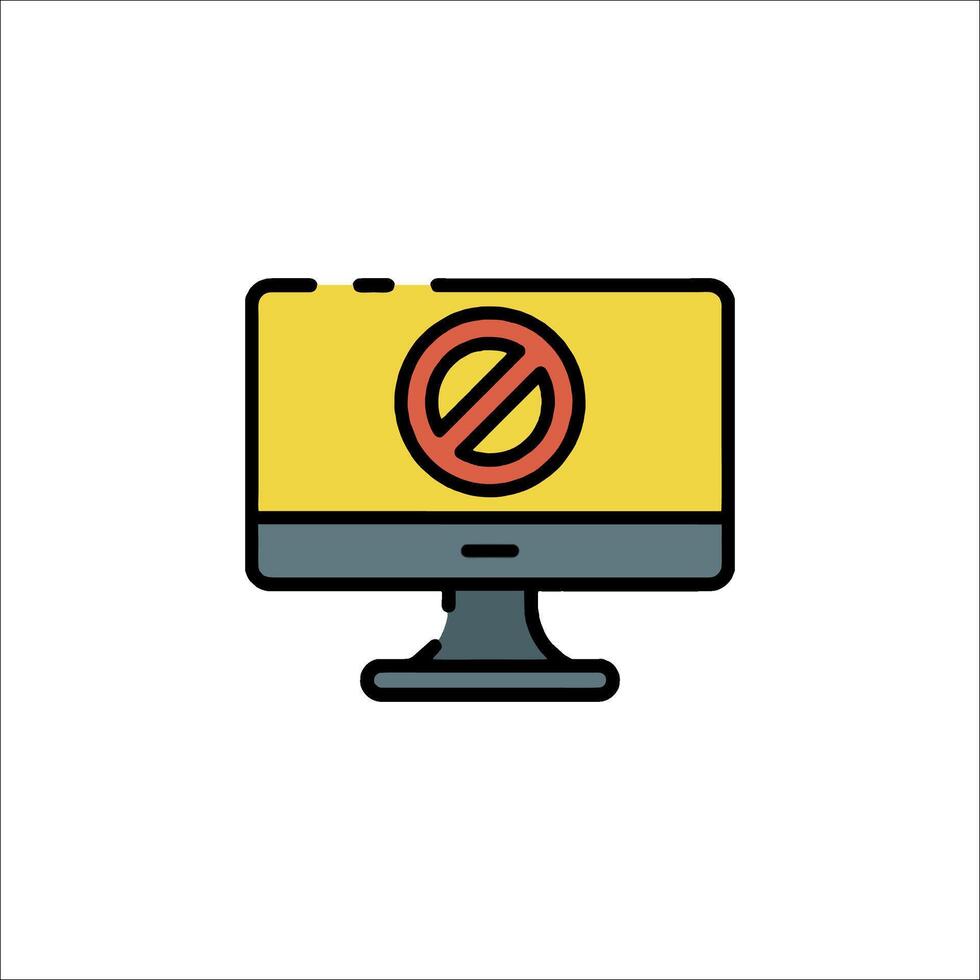 A computer monitor with a no entry sign on it vector
